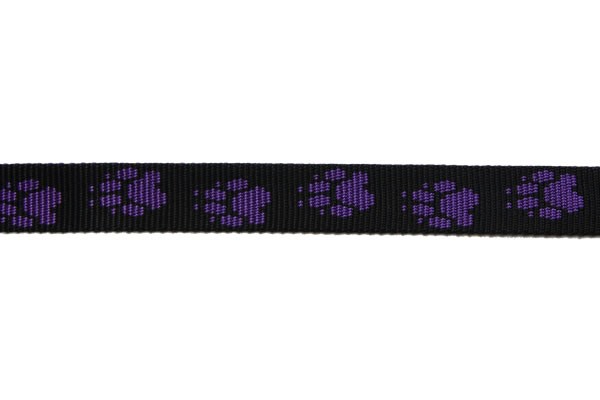 Mustergurtband Tatzen schwarz/lila 25mm