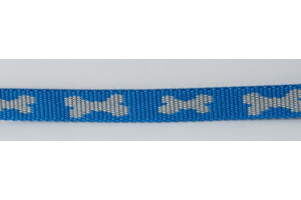 Mustergurtband Knochen silber/blau 15mm
