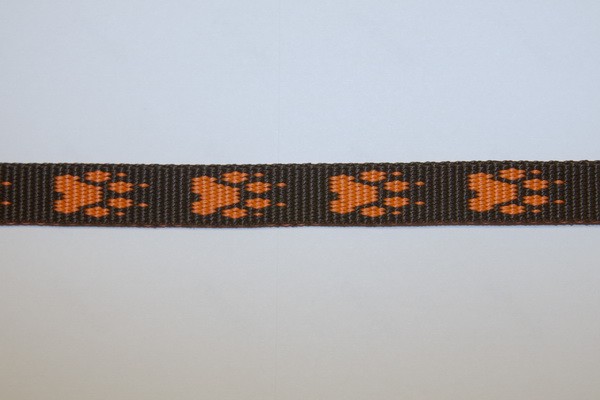 Mustergurtband Tatzen braun/orange 15mm