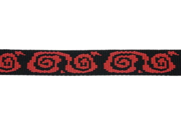 Mustergurtband Swirl schwarz/rot 25mm