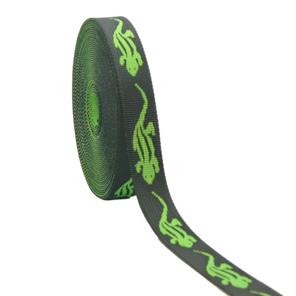 Mustergurtband Lizard schwarz/grün 25mm