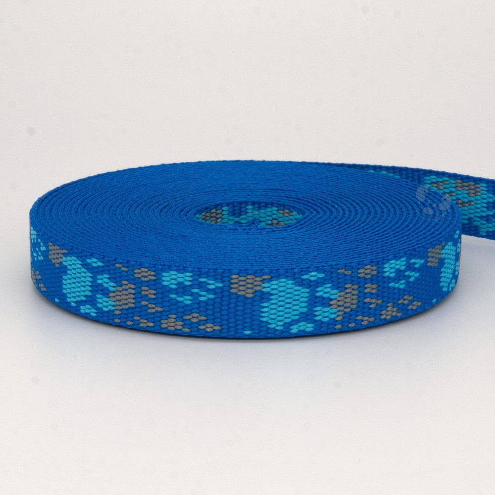 Mustergurtband Multi-Tatzen blau 15mm