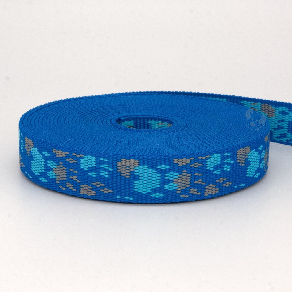 Mustergurtband Multi-Tatzen blau 20mm
